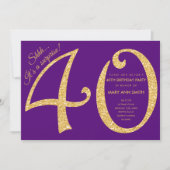 Invitation Gold Purple Parties scintillant Surprise 40e fête  (Devant)