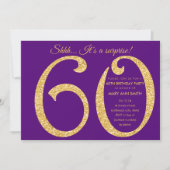 Invitation Gold Purple Parties scintillant Surprise 60e fête  (Devant)