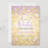 Invitation Gold Purple Winter ONEDERLAND 1er anniversaire (Devant)