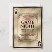 Invitation Gold Queen of Hearts Ladies Game Night (Devant)