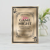 Invitation Gold Queen of Hearts Ladies Game Night (Debout devant)