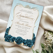 Invitation Gold Quinceañera turquoise
