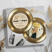 Invitation Gold Record Retro Photo 50e anniversaire