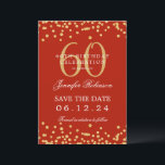Invitation Gold Red 60th Birthday Enregistrer la date Détails<br><div class="desc">Elégant design "60th Birthday Party" avec faux confettis de parties scintillant & détails texte. Facile à utiliser et facile à personnaliser. Commandez aujourd'hui !</div>