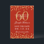 Invitation Gold Red 60th Birthday Enregistrer la date Détails<br><div class="desc">Elégant design "60th Birthday Party" avec faux confettis de parties scintillant & détails texte. Facile à utiliser et facile à personnaliser. Commandez aujourd'hui !</div>