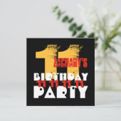 Invitation GOLD RED BLACK 11e Anniversaire Fête 11 ans V05 (Debout devant)
