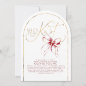 Invitation Gold Red Bow She's Tying The Knot Bridal Shower (Devant)