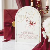 Invitation Gold Red Bow She's Tying The Knot Bridal Shower