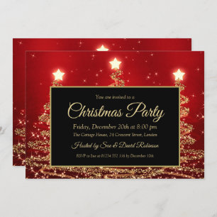 Invitation Gold & Red Christmas Party