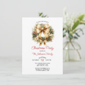 Invitation Gold & Red CHRISTMAS PARTY Wreath Company (Debout devant)