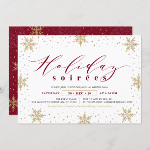 Invitation Gold & Red Corporate Holiday Soiree Party