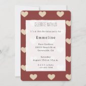 Invitation Gold Red Cream Glitter Hearts Birthday (Devant)