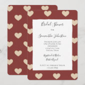 Invitation Gold Red Cream Glitter Hearts Bridal Shower (Devant / Derrière)