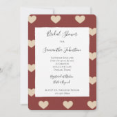 Invitation Gold Red Cream Glitter Hearts Bridal Shower (Devant)