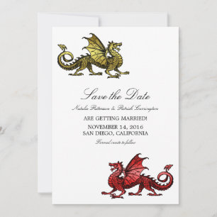 Invitation Gold Red Dragon Enregistrer l'Invitation de date