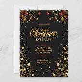 Invitation Gold, Red et Black Modern Christmas Eve (Devant)
