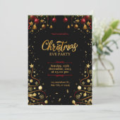 Invitation Gold, Red et Black Modern Christmas Eve (Debout devant)