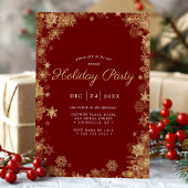 Invitation Gold Red Feu de neige hiver Fête d'entreprise