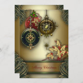 Invitation Gold Red Green Noël (Devant / Derrière)