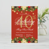 Invitation Gold & Red Holiday Parties scintillant 40th Birthd (Debout devant)