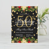 Invitation Gold & Red Holiday Parties scintillant Glam 50e an (Debout devant)