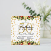 Invitation Gold & Red Holiday Parties scintillant Glam 50e an (Debout devant)