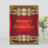 Invitation Gold Red Hot Glamor 21e fête d'anniversaire (Debout devant)