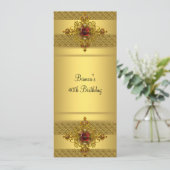 Invitation Gold Red Jewel 40th Birthday Party (Debout devant)