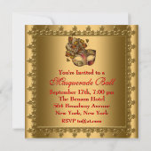 Invitation Gold Red Mask Gold Red Masquerade Party (Dos)