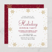 Invitation Gold & Red Modern Corporate Dinner Party (Devant / Derrière)