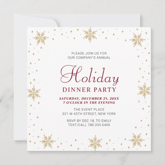 Invitation Gold & Red Modern Corporate Dinner Party (Devant)