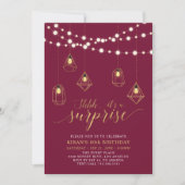 Invitation Gold & Red Modern Surprise 60e fête d'anniversaire (Devant)