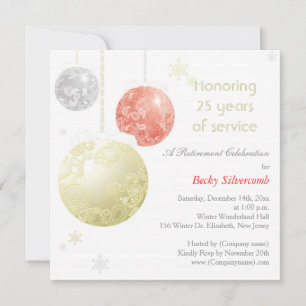 Invitation Gold Red Silver Winter Retirement Party