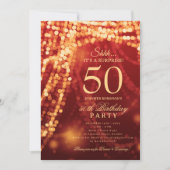 Invitation Gold & Red | Surprise 50th Birthday Party  (Devant)