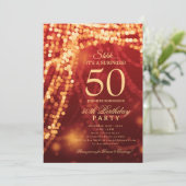 Invitation Gold & Red | Surprise 50th Birthday Party  (Debout devant)