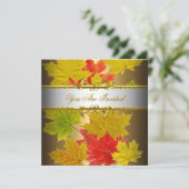 Invitation Gold Red White Automne laisse une élégante fête (Debout devant)