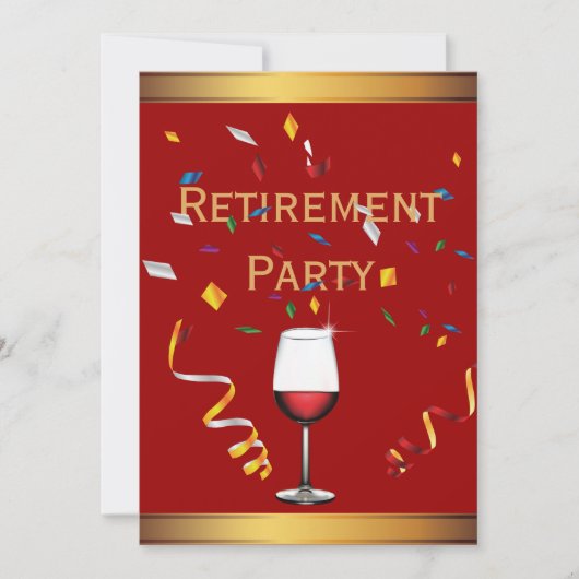 Invitation Gold & Red Wine Retraite Party (Devant)