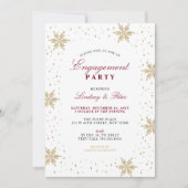 Invitation Gold & Red Winter Christmas Engagement Party Invit (Devant)