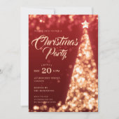 Invitation Gold Red Winter Christmas Tree Holiday Party (Devant)
