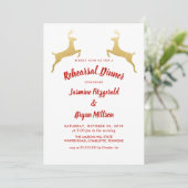 Invitation Gold Reindeer | Dîner de répétition Mariage de Noë (Debout devant)