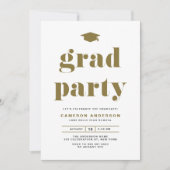 Invitation Gold Retro Bold Typographie Partie de graduation (Devant)