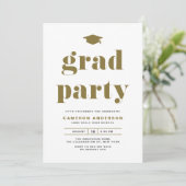 Invitation Gold Retro Bold Typographie Partie de graduation (Debout devant)