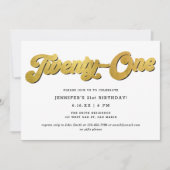 Invitation Gold Retro Script Black White 21st Birthday Party (Devant)