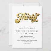 Invitation Gold Retro Script Black White 30th Birthday Party (Devant)