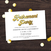Invitation Gold Retro Script Black & White Retirement Party