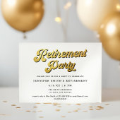 Invitation Gold Retro Script Black & White Retirement Party