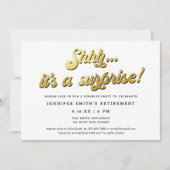 Invitation Gold Retro Script Surprise Retirement Party (Devant)