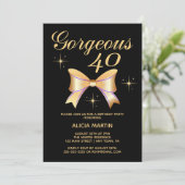 Invitation Gold Ribbon Girl Gorgeous 40 Black 40e anniversair (Debout devant)