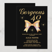 Invitation Gold Ribbon Girl Gorgeous 40 Black 40e anniversair (Devant / Derrière)