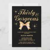 Invitation Gold Ribbon Girl Trente et magnifique Noir Anniver (Devant)